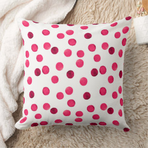Watercolor red watercolor polka dot pattern cushion