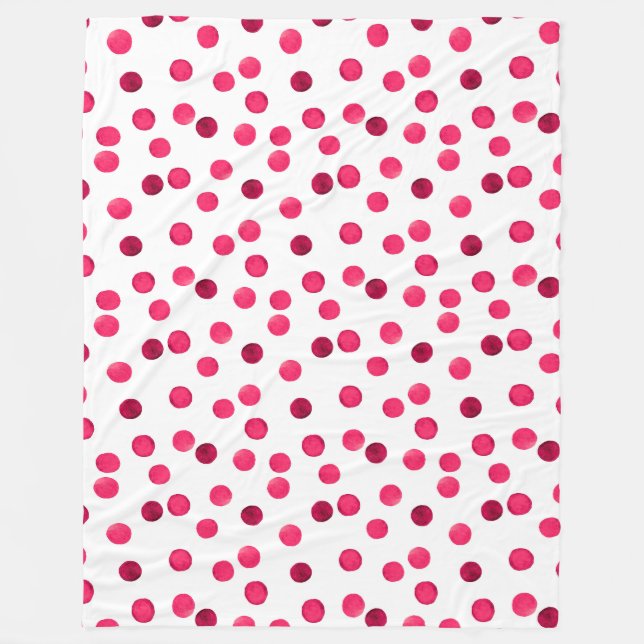 Watercolor  red watercolor polka dot pattern fleece blanket (Front)