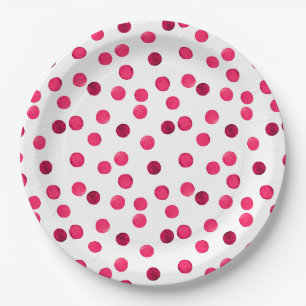 Watercolor  red watercolor polka dot pattern paper plate