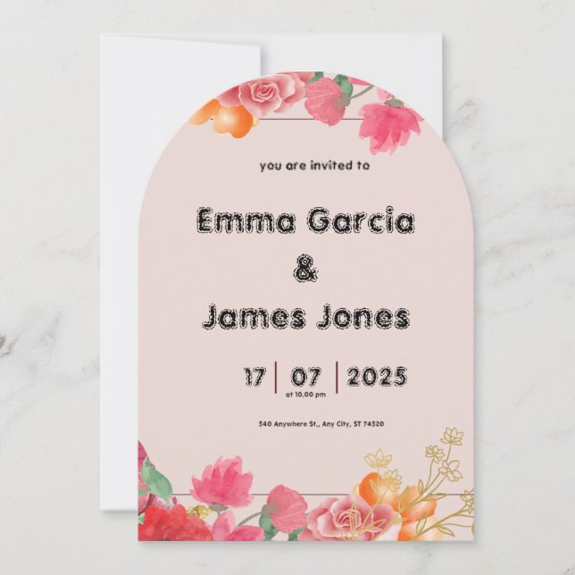 Watercolor Red Wedding Invitation (Front)