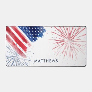Watercolor Red White and Blue Custom Desk Mat