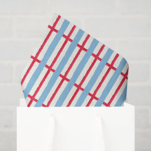 Watercolor Red White and Blue Stripes Tissue Paper