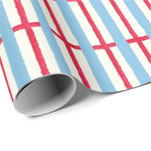 Watercolor Red White & Blue Plaid Wrapping Paper