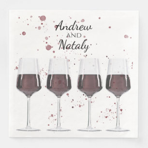 Watercolor red wine party napkin