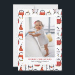 Watercolor Red Winterberry Photo Merry Christmas Holiday Card<br><div class="desc">Merry Christmas! Send warm holiday greetings to your family and friends with this customisable Christmas card. It features a watercolour pattern of red winterberries. Personalise this photo Christmas card by adding your details. This penguin Christmas card is available in a variety of cardstock.</div>