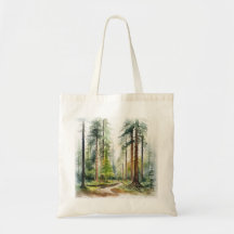 Watercolor Redwood tree Tote Bag