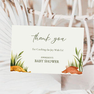 Watercolor Reel Little Fisherman Baby Shower  Thank You Card