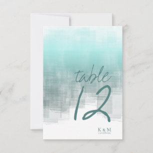 Watercolor Reflections Table Number Teal ID774