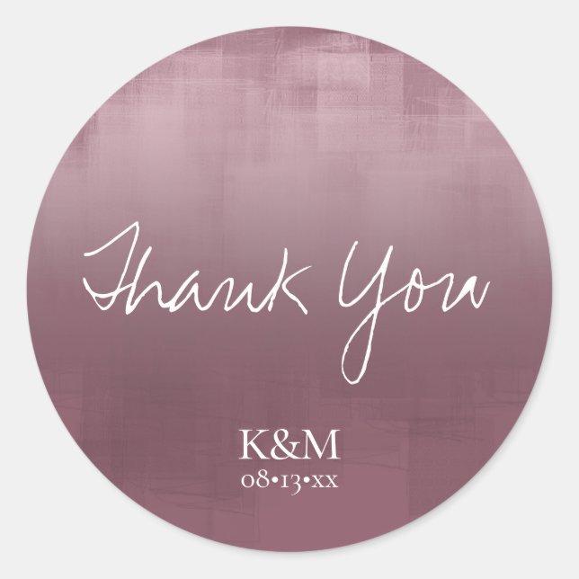 Watercolor Reflections Thank You Mauve ID774 Classic Round Sticker (Front)