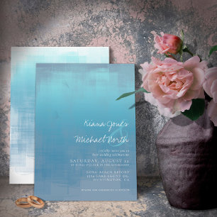 Watercolor Reflections Wedding Dusty Blue ID774 In Invitation