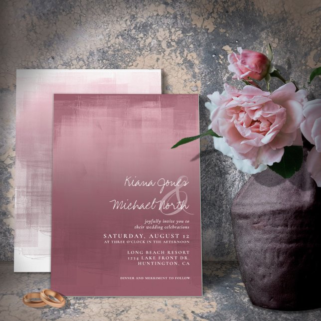 Watercolor Reflections Wedding Mauve ID774 Invitation (Creator Uploaded)