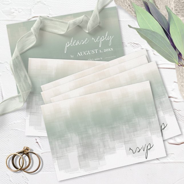 Watercolor Reflections Wedding Sage ID774 RSVP Card (Creator Uploaded)