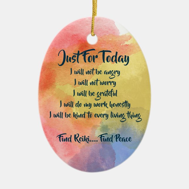 Watercolor Reiki Principles Ceramic Ornament (Front)
