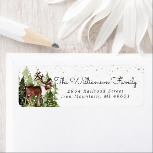 Watercolor Reindeer   Christmas Return Address Label