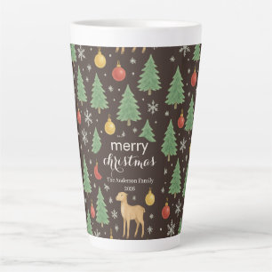 Watercolor Reindeer & Christmas Tree -  Latte Mug