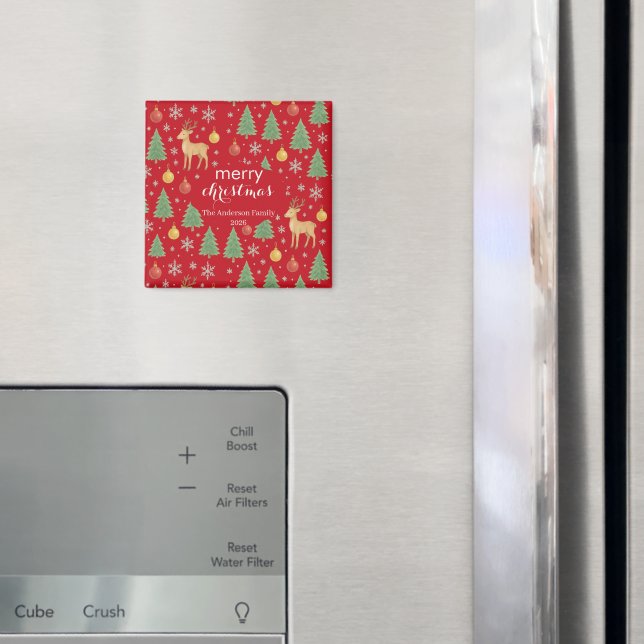 Watercolor Reindeer & Christmas Tree -  Magnet (In Situ (Fridge))
