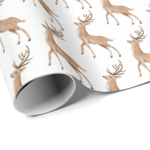 Watercolor Reindeer Christmas Wrapping Paper