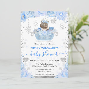 Watercolor Reindeer Floral Baby Shower Invitation