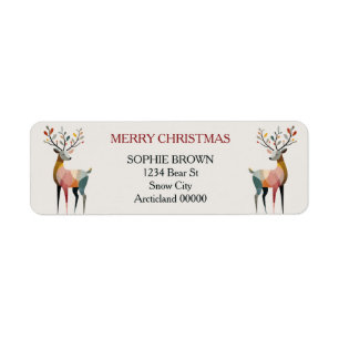 Watercolor Reindeer Hygge Xmas Return Address Label