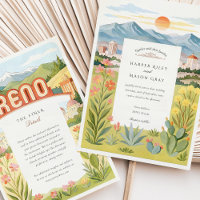 Watercolor RENO Nevada Mountain Sunset Wedding