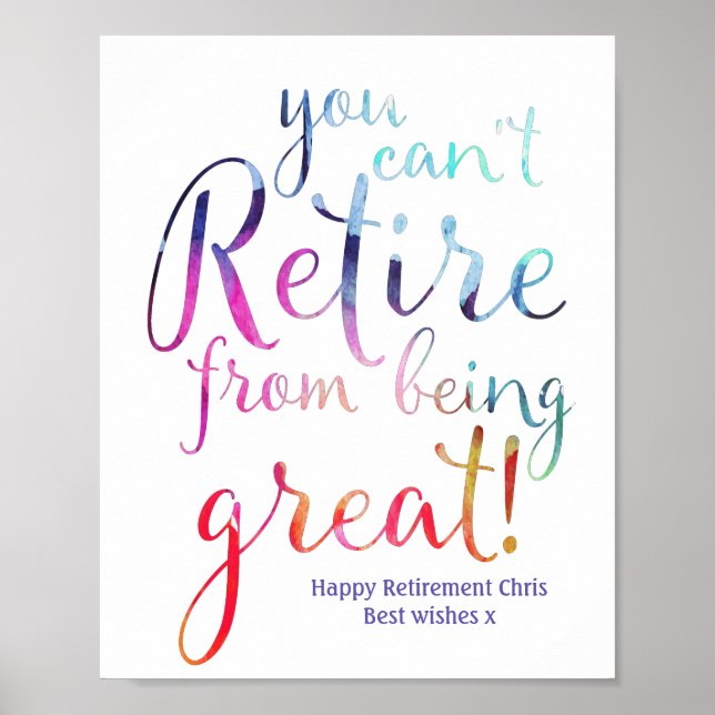Watercolor Retirement Party Print Sign (Front)