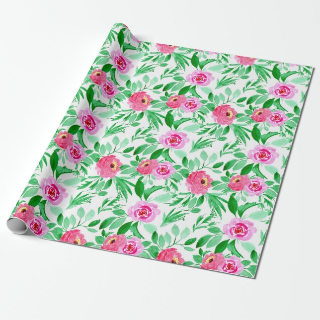 Watercolor Retro Art Pattern Wrapping Paper (Unrolled)