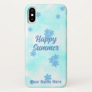 watercolor retro blue floral hand painted  iPhone x case