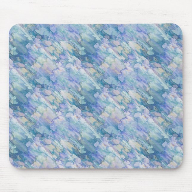 Watercolor Retro Blue Purple Raindrop Pattern Mouse Pad (Front)