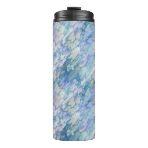 Watercolor Retro Blue Purple Raindrop Pattern Thermal Tumbler