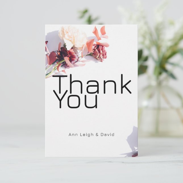 Watercolor Retro Boho Floral Thank You Card (Standing Front)