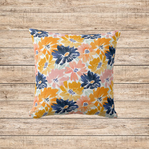 Watercolor Retro Floral Pattern Cushion