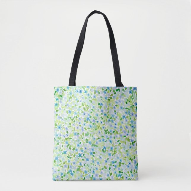 Watercolor Retro Flower Pattern Tote Bag (Front)