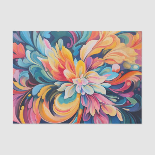 Watercolor retro groovy flower burst  tissue paper (Front)