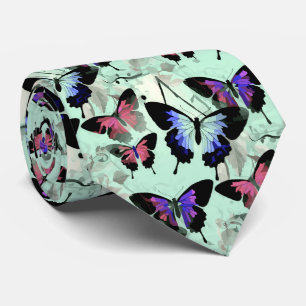 Watercolor Retro Vintage Butterflies Wings Theme Tie