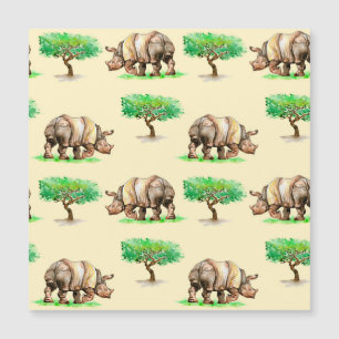 Watercolor Rhino: Hand Painted Pattern.