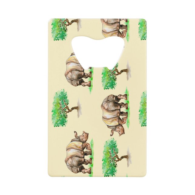 Watercolor Rhino: Hand Painted Pattern. (Front)