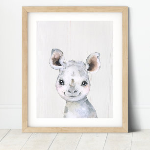 Watercolor Rhino Safari Nursery Art Print