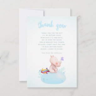 Watercolor Rhino Unicorn Baby Boy Shower Thank You Card