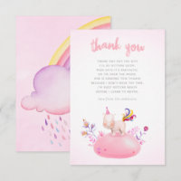 Watercolor Rhino Unicorn Baby Girl Shower Thanks