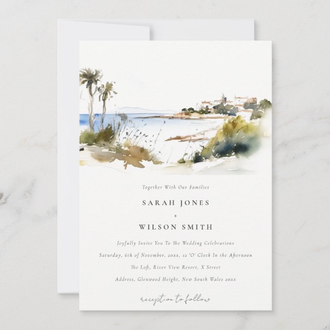 Watercolor Rhode Island United States Wedding Invitation (Front)