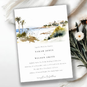 Watercolor Rhode Island United States Wedding Invitation