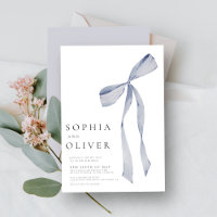 Watercolor Ribbon Bow Dusty Blue Wedding