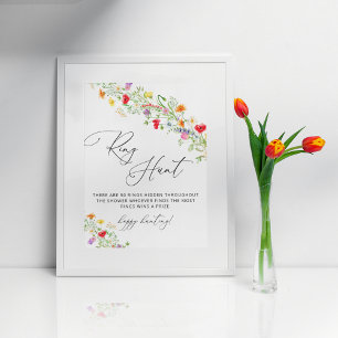 Watercolor ring hunt bridal shower game sign