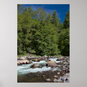 Watercolor River Rapids Poster