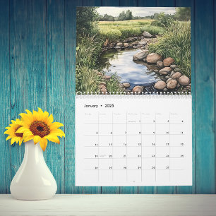 Watercolor River Stream Creek Landscapes Calendar