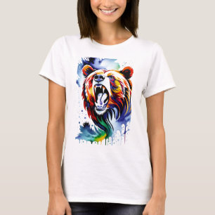 Watercolor Roaring Bear T-Shirt