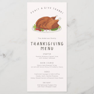 Watercolor Roasted Turkey Menu