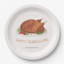 Watercolor Roasted Turkey Thanksgiving