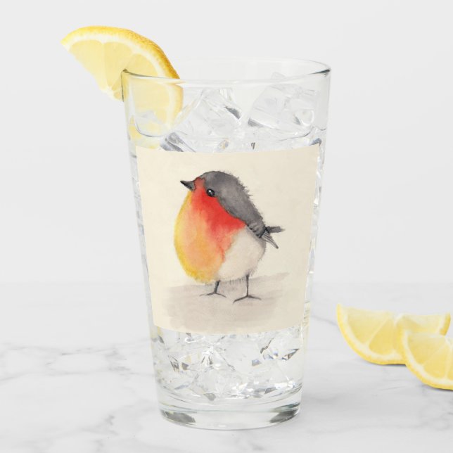 Watercolor Robin  Glass (Front Ice)