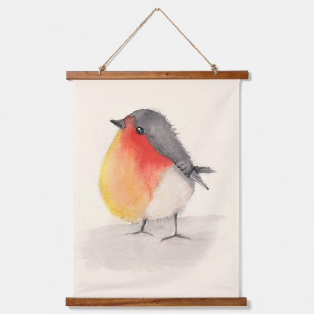 Watercolor Robin  Hanging Tapestry (Front)